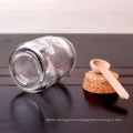 wholesale 120ml 250ml round glass spice jar with spoon and cork lid